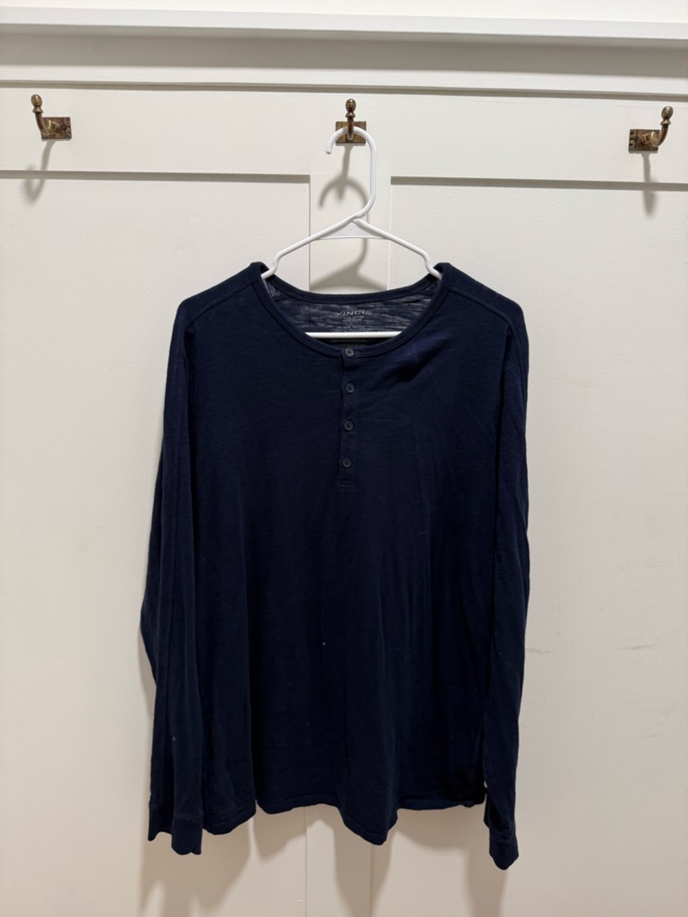 Vince 100% Cotton Navy Long-Sleeve Henley Shirt